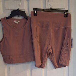 Jason Wu active workout athletic set large shorts and medium tank